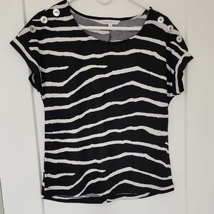 Black and White Striped Women's Top